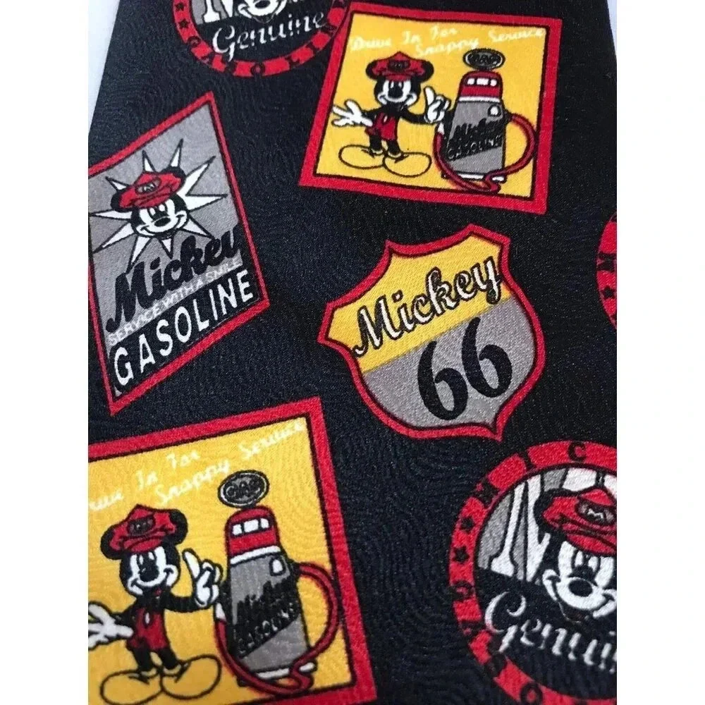 Mickey Unlimited Route 66 Gasoline Signs Vintage Walt Disney Classic Neck Tie